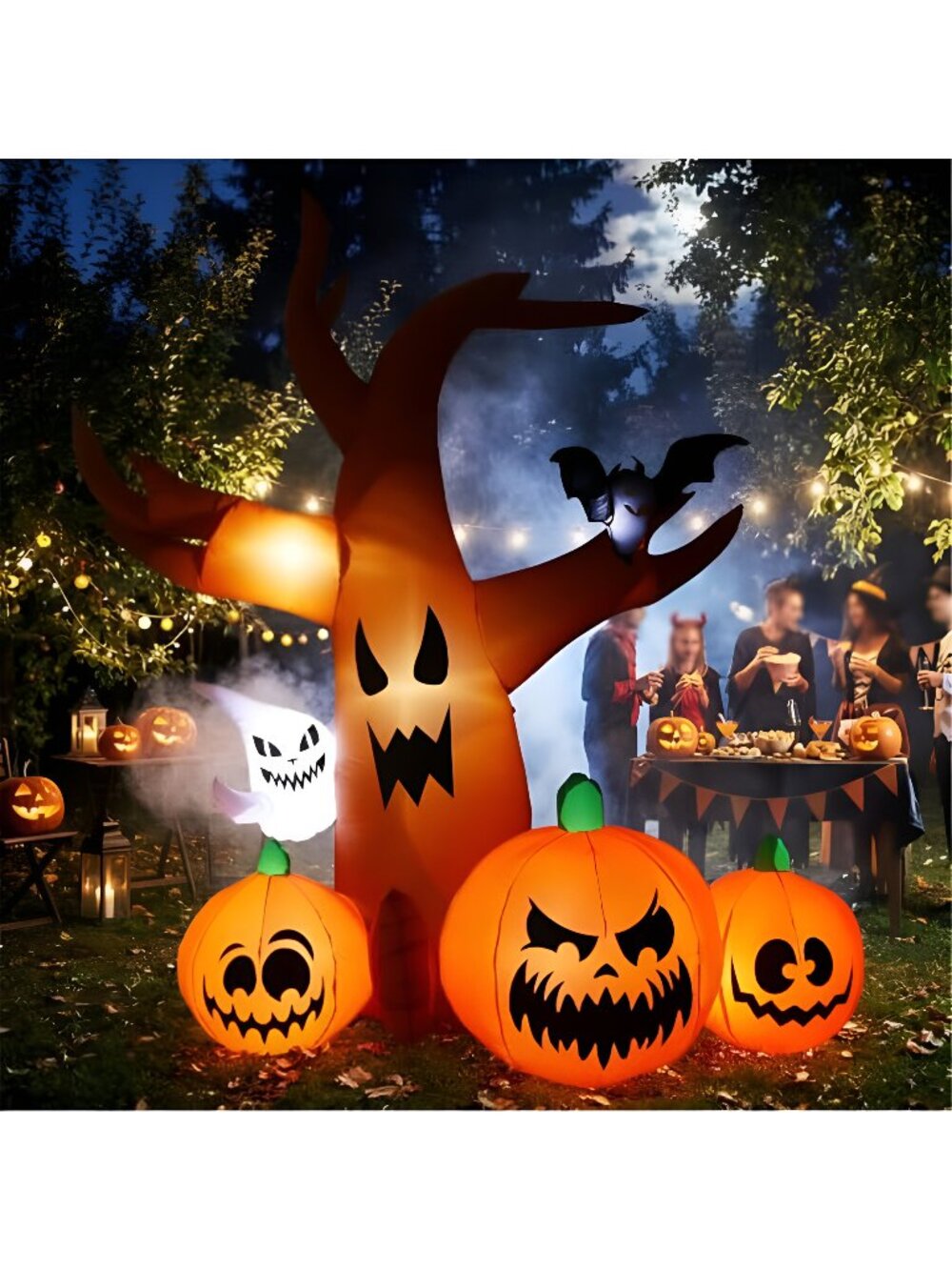 7.9 FT Halloween Inflatable Spooky Tree Outdoor Decor with Built-in LED Lights,